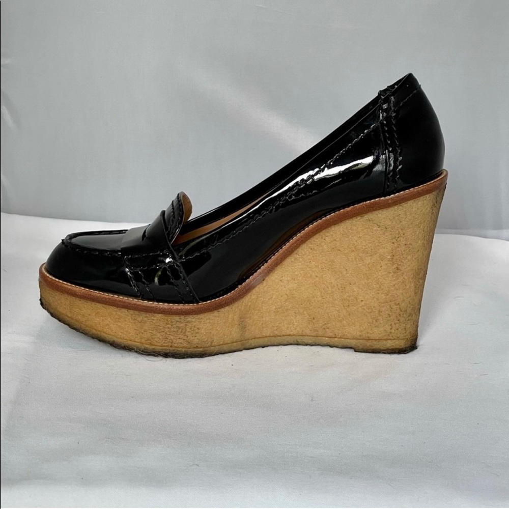 YSL wedge rubber sole/heel loafers